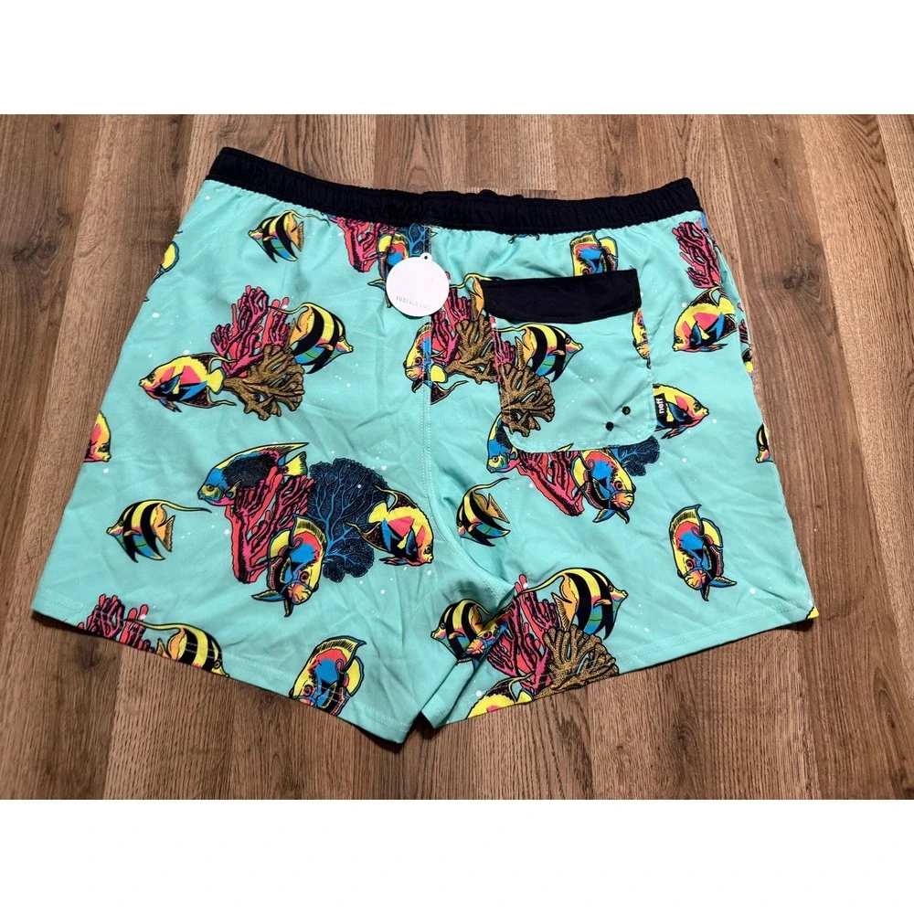 Neff Shorts Mens Size 3XL Aqua Blue Tropical Fish Board Shorts Swim Trunks
